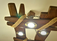 Load image into Gallery viewer, Wooden Chandelier is Made of Natural Wood, Ceiling Light, Ceiling Fixtures, Wooden Lamp, Lighting Fixture, Rustic Ceiling Light, Wooden Lamp