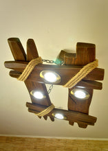 Load image into Gallery viewer, Wooden Chandelier is Made of Natural Wood, Ceiling Light, Ceiling Fixtures, Wooden Lamp, Lighting Fixture, Rustic Ceiling Light, Wooden Lamp