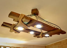 Load image into Gallery viewer, Wooden Chandelier is Made of Natural Wood, Ceiling Light, Ceiling Fixtures, Wooden Lamp, Lighting Fixture, Rustic Ceiling Light, Wooden Lamp