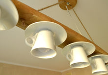 Load image into Gallery viewer, Wood Pendant ceiling chandelier made of natural wood and cups, lighting for the kitchen, dining room, rustic chandelier above the table