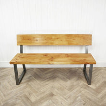 Load image into Gallery viewer, Sold Wood, Classic Box Steel Bench With Reclaimed Wooden Seat and Back