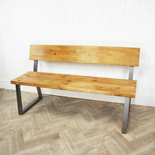 Load image into Gallery viewer, Sold Wood, Classic Box Steel Bench With Reclaimed Wooden Seat and Back