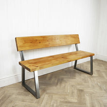 Load image into Gallery viewer, Sold Wood, Classic Box Steel Bench With Reclaimed Wooden Seat and Back