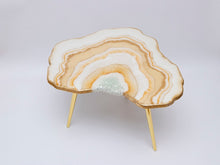 Load image into Gallery viewer, White & Gold elegant coffee table, Epoxy resin geode coffee table, Agate coffee table, Geode table with live edge table, Custom coffee table
