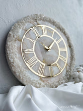 Load image into Gallery viewer, Luxury Resin Wall Clock – White and Gold Geode Clock – Elegant Modern Wall Art – Oversized Epoxy Clock – Custom Handmade Gift - Housewarming - 14 Inch