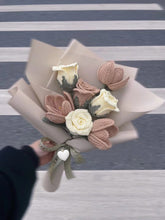 Load image into Gallery viewer, Handmade Crochet Flower Bouquet: Roses & Tulips