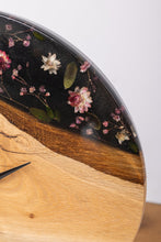 Load image into Gallery viewer, Floral Resin Wall Clock, Solid Wood and real flowers Unique Home Decor