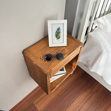 Load image into Gallery viewer, Modern Handmade Wood Floating Nightstand with Drawer, Wall Mounted Solid wood designer Night Stand