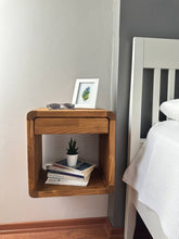 Load image into Gallery viewer, Modern Handmade Wood Floating Nightstand with Drawer, Wall Mounted Solid wood designer Night Stand