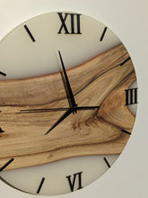 Load image into Gallery viewer, Solid Wood Resin Clock: Silent White Epoxy Wall Decor