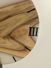 Load image into Gallery viewer, Solid Wood Resin Clock: Silent White Epoxy Wall Decor