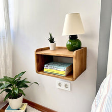 Load image into Gallery viewer, Premium Handmade Natural Wood Floating Nightstand, Wooden Wall Mounted Night Stand