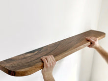 Load image into Gallery viewer, Wooden Floating Shelves with Rounded Corners, Natural Wood ,Living Room Decor, Bracketless Shelving, Wooden Bookshelf
