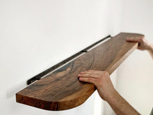 Load image into Gallery viewer, Wooden Floating Shelves with Rounded Corners, Natural Wood ,Living Room Decor, Bracketless Shelving, Wooden Bookshelf