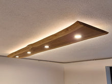 Load image into Gallery viewer, Handmade Live Edge Solid Wood Ceiling Light – Wooden Lamp with Ambient Light and LED Spots