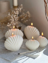 Load image into Gallery viewer, Pack of 6 Undyed Sea Shell Candle, Sea Shell Candle, Minimalist, Decorative Soy Wax Candle, Clamshell candle, Aesthetic Candle