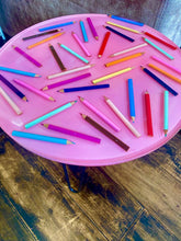 Load image into Gallery viewer, Resin Table with Pencils preserved for Memories, Gift For Kids , Premium Resin Table Home Decor