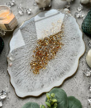 Load image into Gallery viewer, Gold and White Resin Plate – Decorative Serving Tray, Wedding Gift
