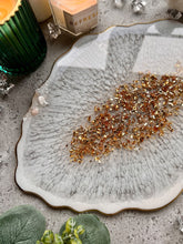 Load image into Gallery viewer, Gold and White Resin Plate – Decorative Serving Tray, Wedding Gift