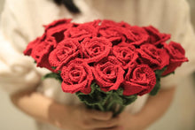 Load image into Gallery viewer, Crochet Rose Flower Flowers|Handmade Flower|Crochet Flower Bouquet|Handmade Flowers|Gift for Her|Crochet Knitted|Gift for Girlfriend