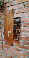 Load image into Gallery viewer, Natural Wooden Extra Large Lockable Hanging Key Box, Key and Lock, Hanging Key Organizer, 35 Key Hooks, Handcrafted Wall Cabinet, Key safe