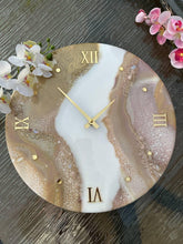 Load image into Gallery viewer, Resin Art Wall Clock: Beige, Lavender & Natural Stone Decor - 10 inch