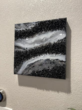 Load image into Gallery viewer, Resin Geode Wall Art: Black, Silver, and Gray Agate Inspired Decor