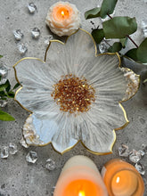 Load image into Gallery viewer, Gold and White Resin Flower Bowl, Home Decor, Housewarming Gift, Wedding, Birthday, Holidays, Custom, Decorative Dish - Pack of 2