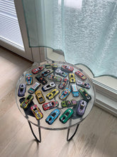 Load image into Gallery viewer, Center Table made of Epoxy Resin with cars inside, gift for the house, and mother, end table, round coffee table, epoxy table