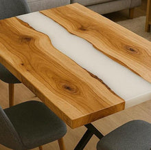 Load image into Gallery viewer, Wonderful dining table made of epoxy resin in a beautiful white color, dining table, epoxy table, resin, resin art, end table.