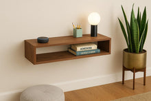 Load image into Gallery viewer, Floating TV Console | Solid Wood Wall Mounted Media Shelf | Walnut Entertainment Center | Modern Minimalist TV Stand | Wall Mounted Console