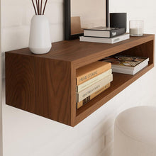 Load image into Gallery viewer, Floating TV Console | Solid Wood Wall Mounted Media Shelf | Walnut Entertainment Center | Modern Minimalist TV Stand | Wall Mounted Console