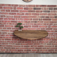 Load image into Gallery viewer, Round Solid Wood Murphy Desk: Wall Mounted Folding Table with Shelf (24''x36'')