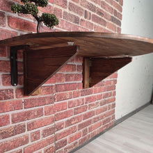 Load image into Gallery viewer, Round Solid Wood Murphy Desk: Wall Mounted Folding Table with Shelf (24''x36'')