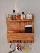 Load image into Gallery viewer, Premium Royal Luxury Rustic Wooden Wall Mounted Key Organizer, Floating Shelf Coat Rack, Entryway Storage