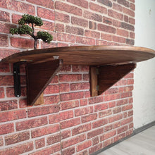 Load image into Gallery viewer, Round Solid Wood Murphy Desk: Wall Mounted Folding Table with Shelf (24''x36'')