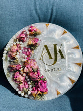 Load image into Gallery viewer, Varmala Flower Preservation Resin Keepsake | Wedding Garland Memory Block | Custom Floral Keepsake Gift