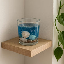 Load image into Gallery viewer, Ocean Gel Candle, Seashell Decorative Candle, Blue Gel Jar Candle, Nautical Home Decor, Unique Handmade Gift for Holidays Xmas