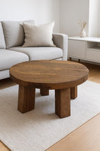 Load image into Gallery viewer, Handmade Rustic solid Wood Round Coffee Table | Solid Reclaimed Wood | Farmhouse Living Room Furniture