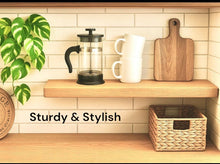 Load image into Gallery viewer, Light Wooden Shade Solid Wood Floating Shelf – Rustic Modern Wall Mounted Storage Display - Set of 2