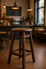 Load image into Gallery viewer, Premium Handcrafted Teak Wooden Bar Stool – Rustic Tall Chair for Kitchen Island, Café, Home Bar or Balcony Seating
