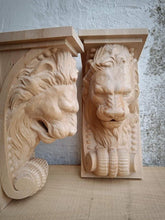 Load image into Gallery viewer, Handmade Lion Face Wooden Corbel Bracket Lion Head. Price per 1 piece.