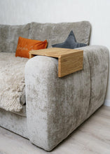 Load image into Gallery viewer, Couch side table, phone remote holder, handmade solid oak furniture, armrest organizer