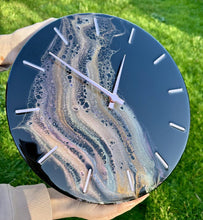Load image into Gallery viewer, Rainbow Dark Pearl Epoxy Resin Clock: Shiny Wall Decor, Modern Art Decor, Christmas gift - 10 inch