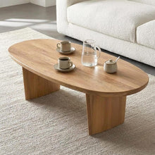Load image into Gallery viewer, Solid Wood Oval Coffee Table, Scandinavian Nordic Living Room Table, Minimalist Wooden Tea Table, Solid Wood Low Coffee Table