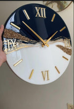 Load image into Gallery viewer, Modern Black and White Resin Wall Hanging Epoxy wall Clock Unique Art Design for Living Room, Bedroom, Office Contemporary Home Decor wall 12 inch