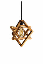 Load image into Gallery viewer, Handmade Wooden Geometric Chandelier, Rustic Wood Pendant Light, Boho Ceiling Lamp, Modern Farmhouse Lighting, Natural Wood Hanging Light