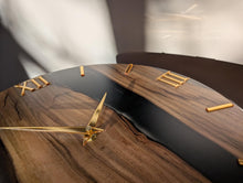 Load image into Gallery viewer, Wood & Epoxy Resin Wall Clock, Minimalist Handmade Wooden Clock, Matte Finish, Mirror Acrylic Numbers, Modern Home Decor