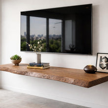 Load image into Gallery viewer, Live Edge Wooden TV Stand - Natural Solid Wood Media Console - Handmade Live Edge TV Stand - Solid Wood Media Unit-Custom Live Edge TV Stand