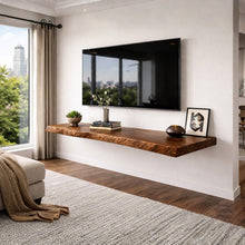 Load image into Gallery viewer, Live Edge Wooden TV Stand - Natural Solid Wood Media Console - Handmade Live Edge TV Stand - Solid Wood Media Unit-Custom Live Edge TV Stand